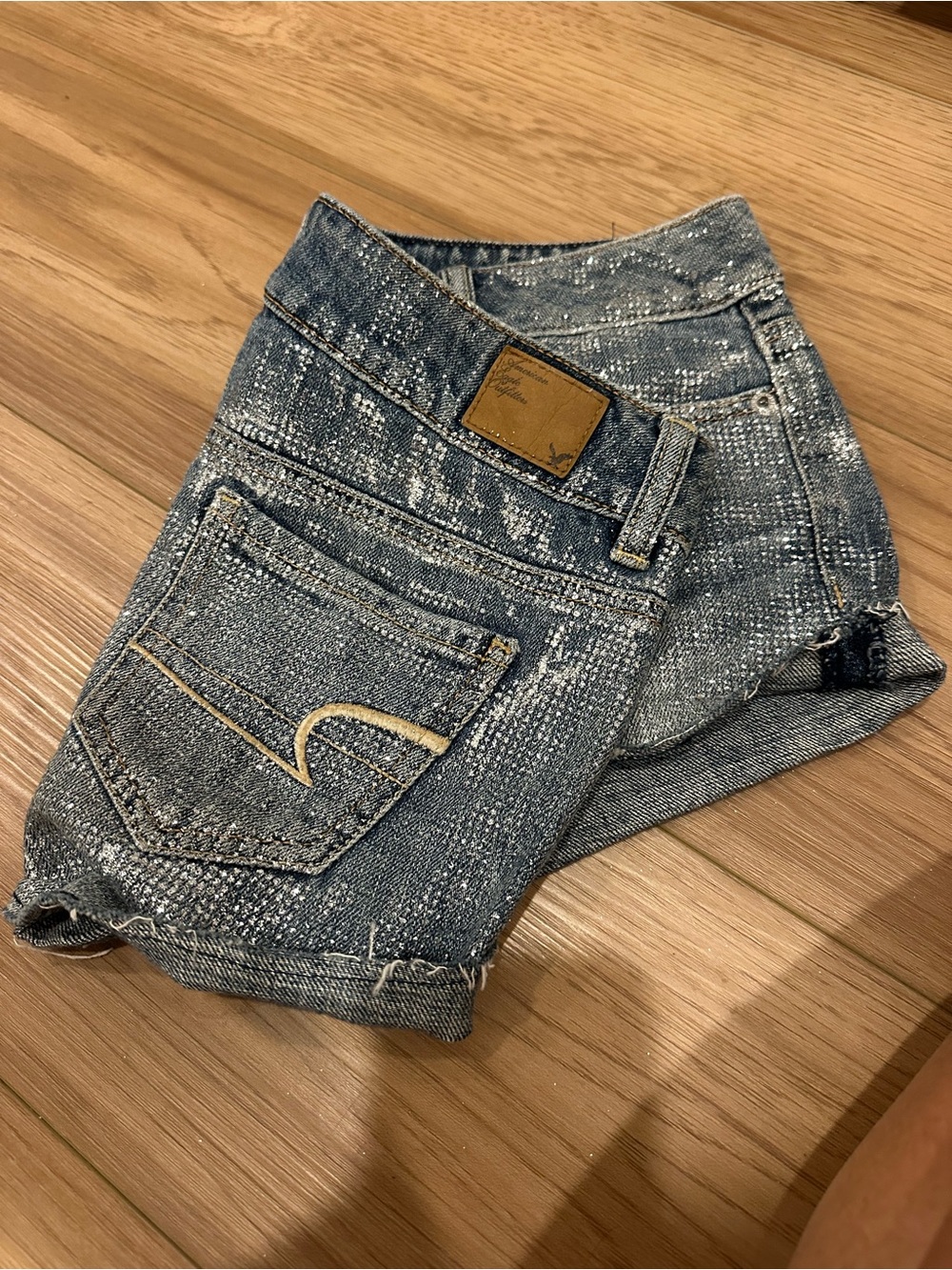 American Eagle size 0 Jean shorts with glitter